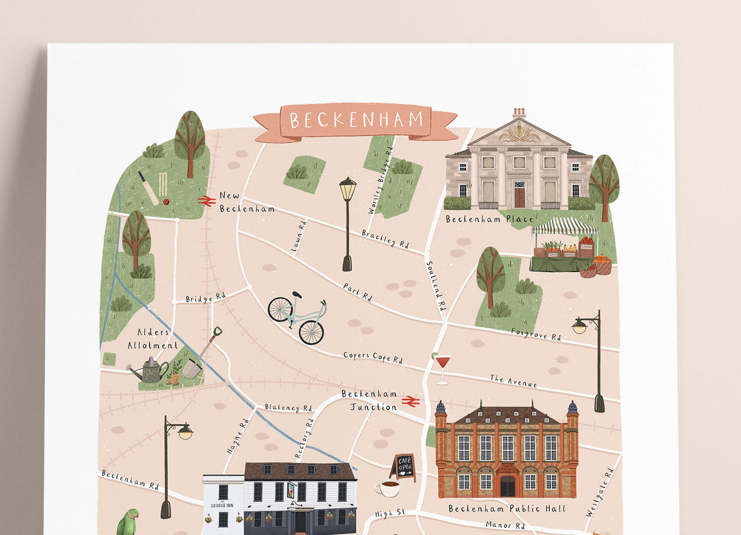 Beckenham Map Print