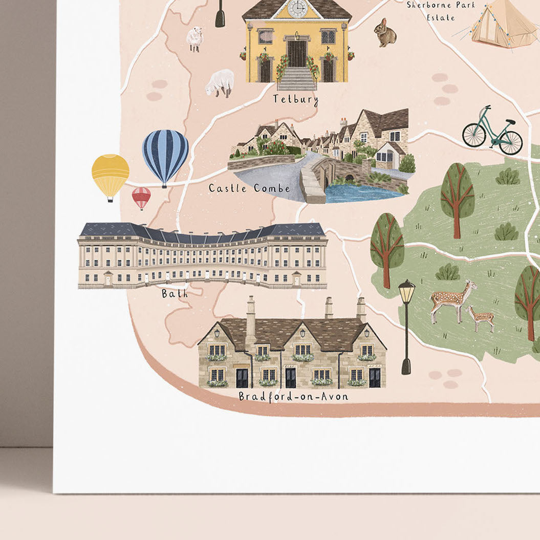 The Cotswolds Map Print