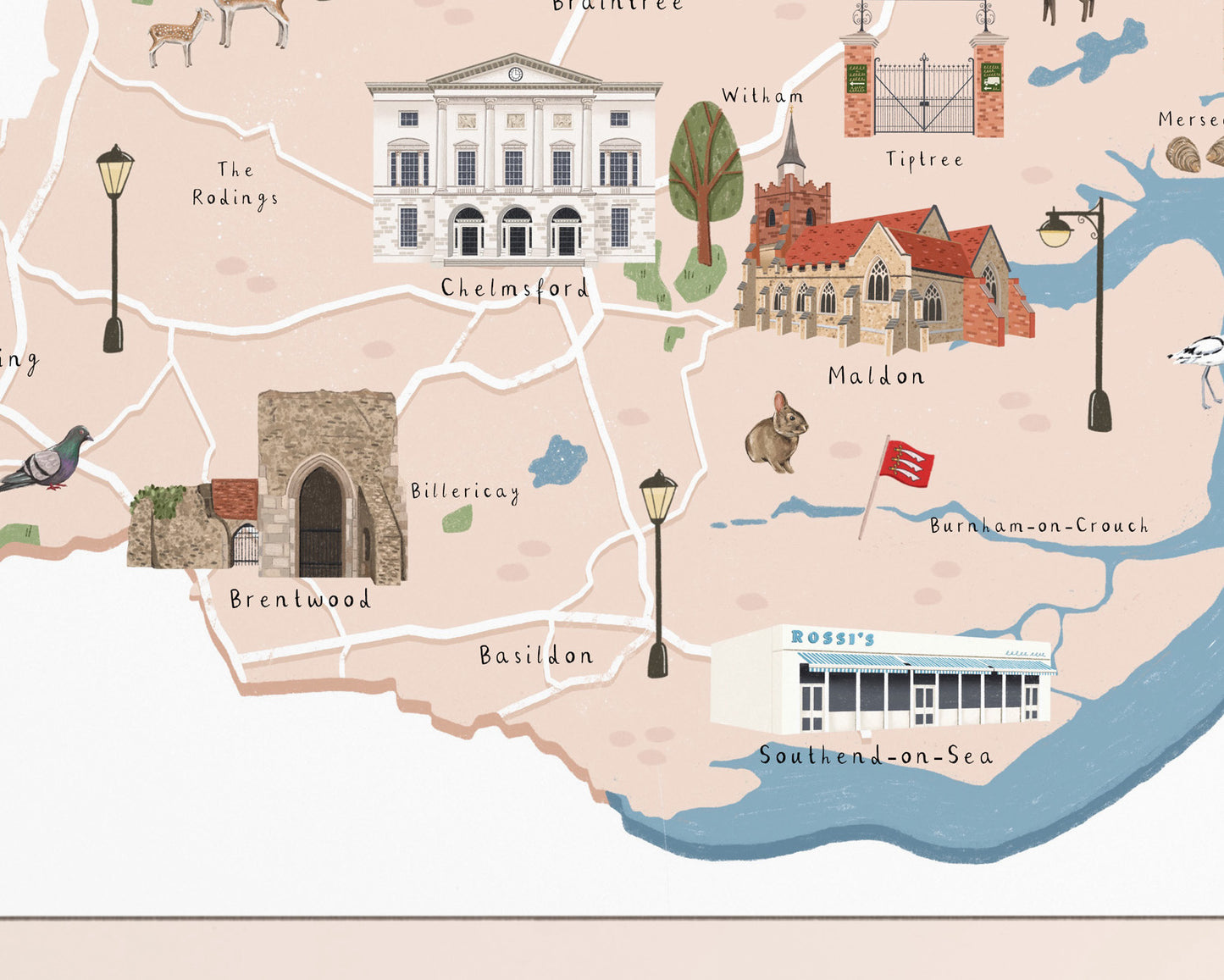 Essex map print close up