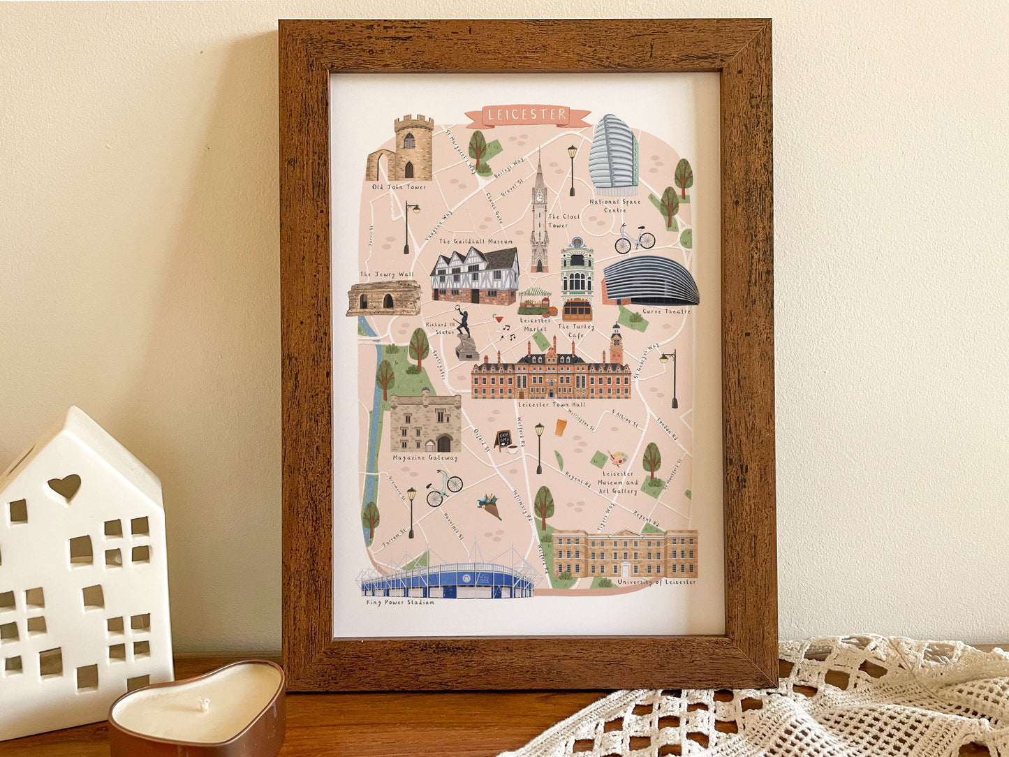 Leicester Map Print