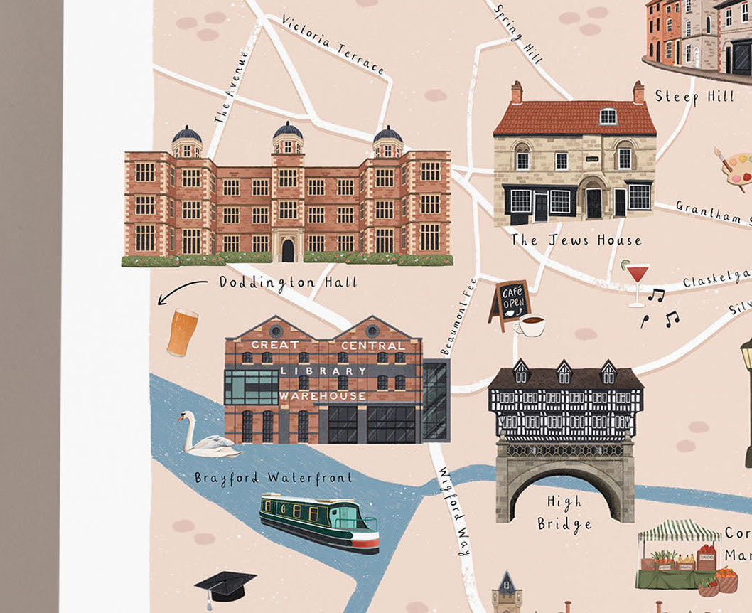 Lincoln map print details