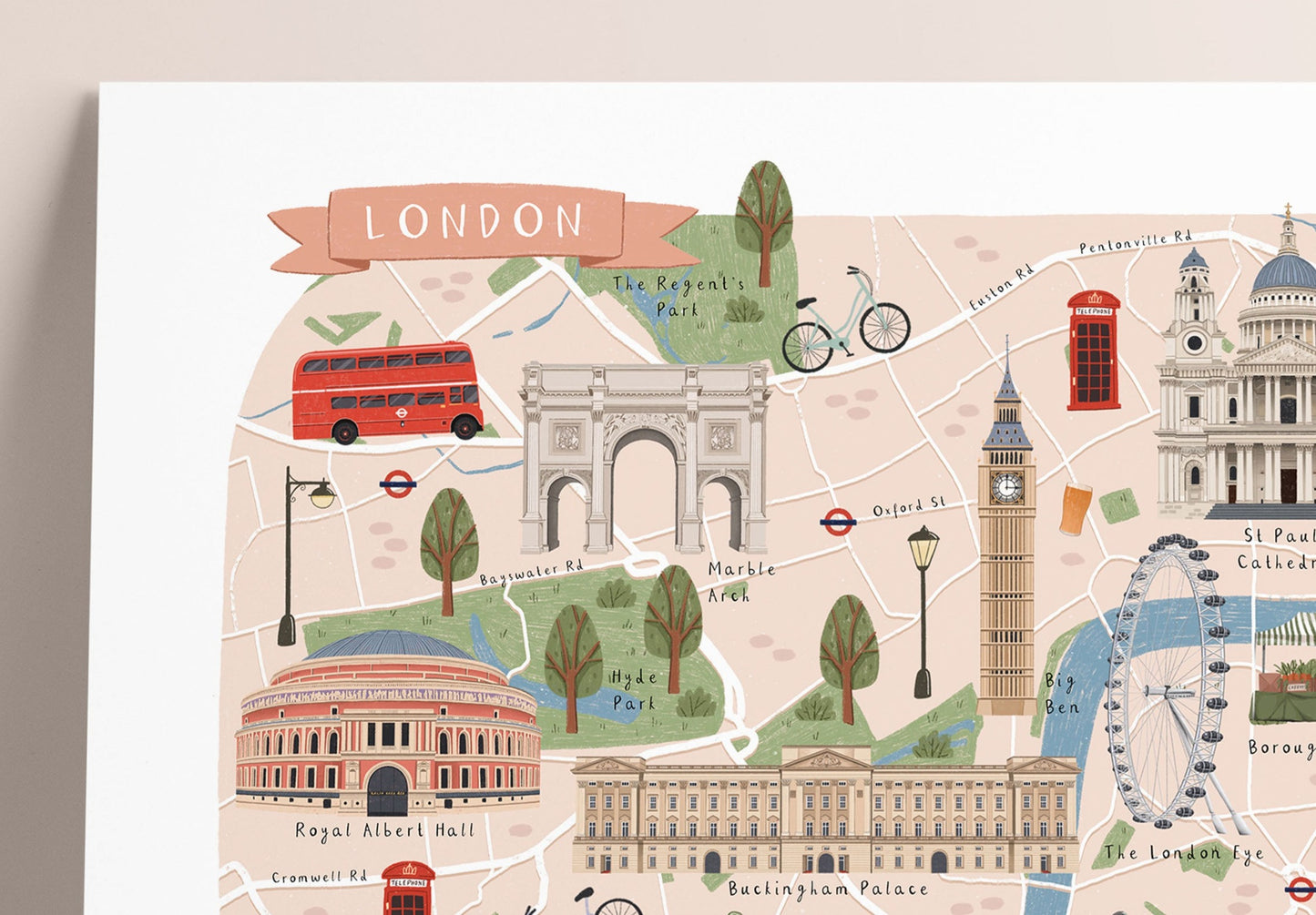 London map print details