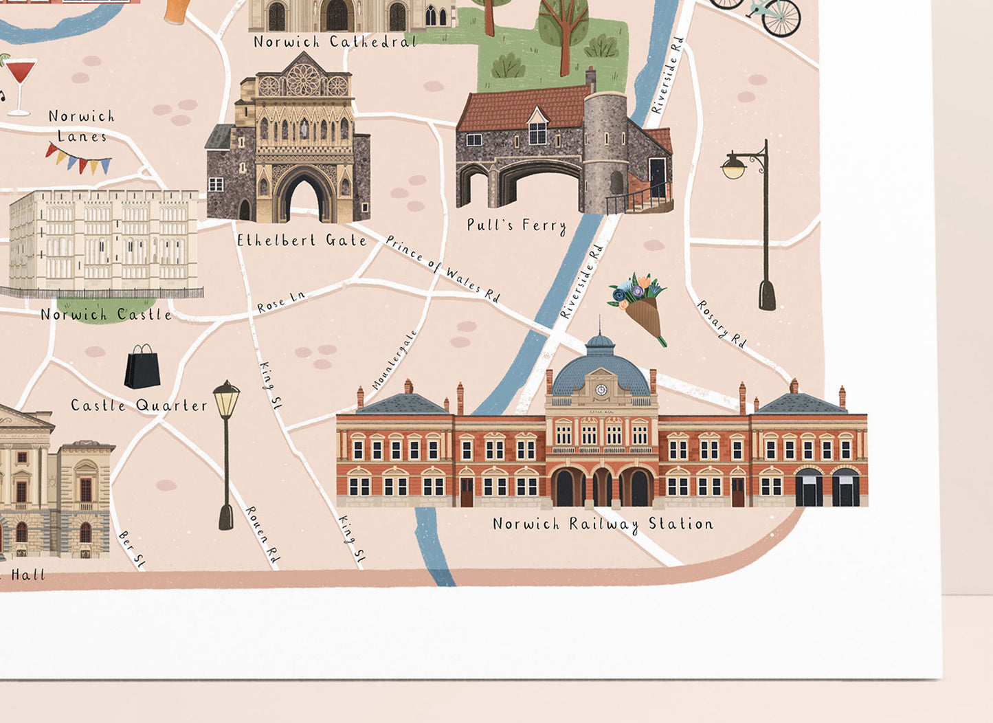 Norwich map print details