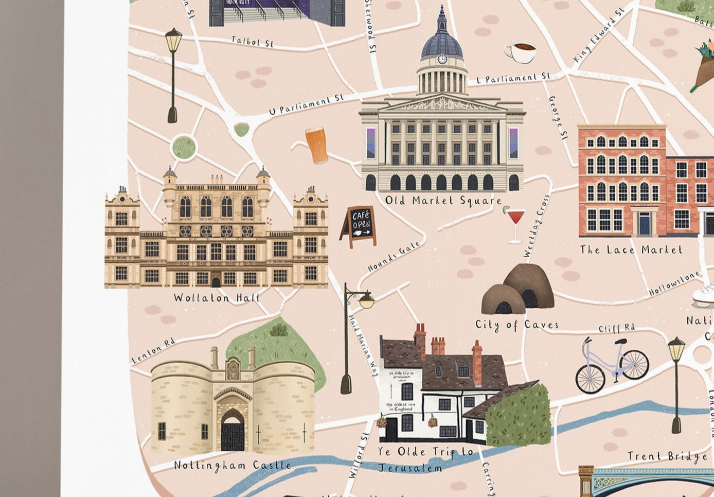 Nottingham map print details