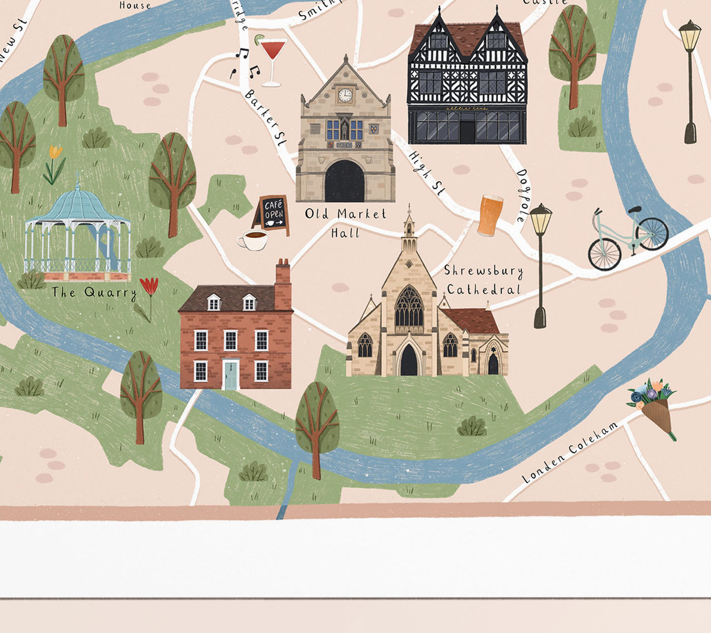 Shrewsbury map print details