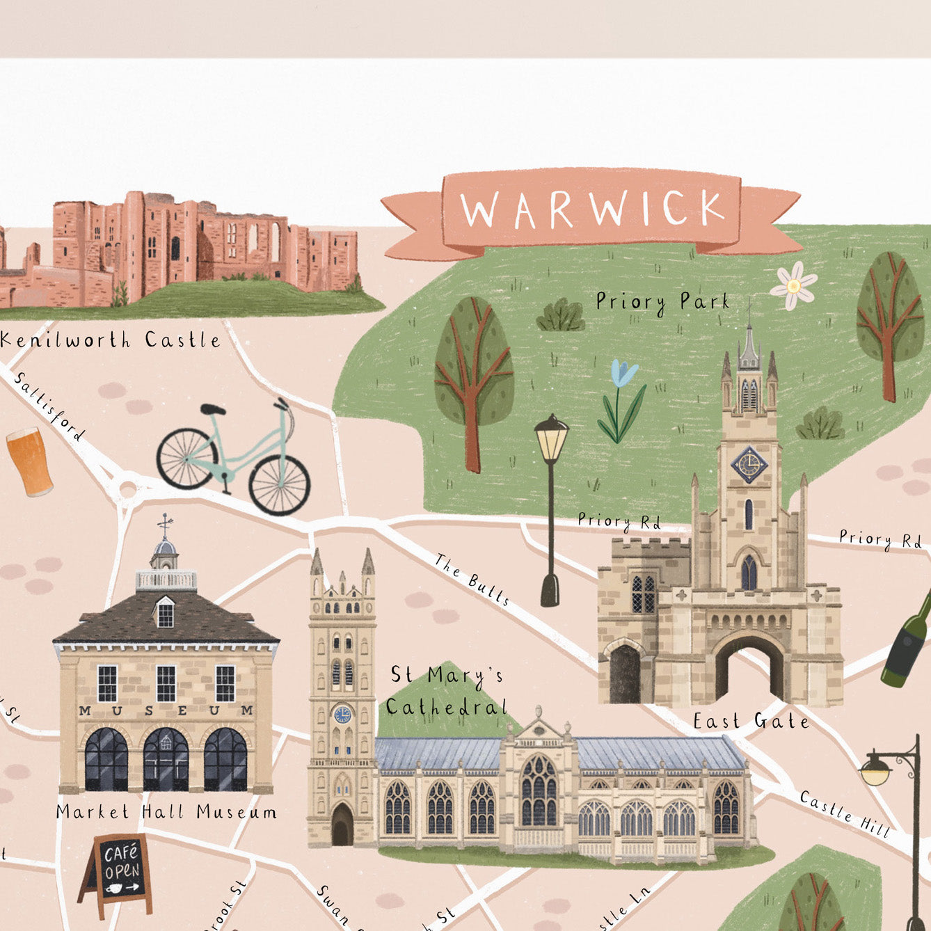 Warwick Map Print
