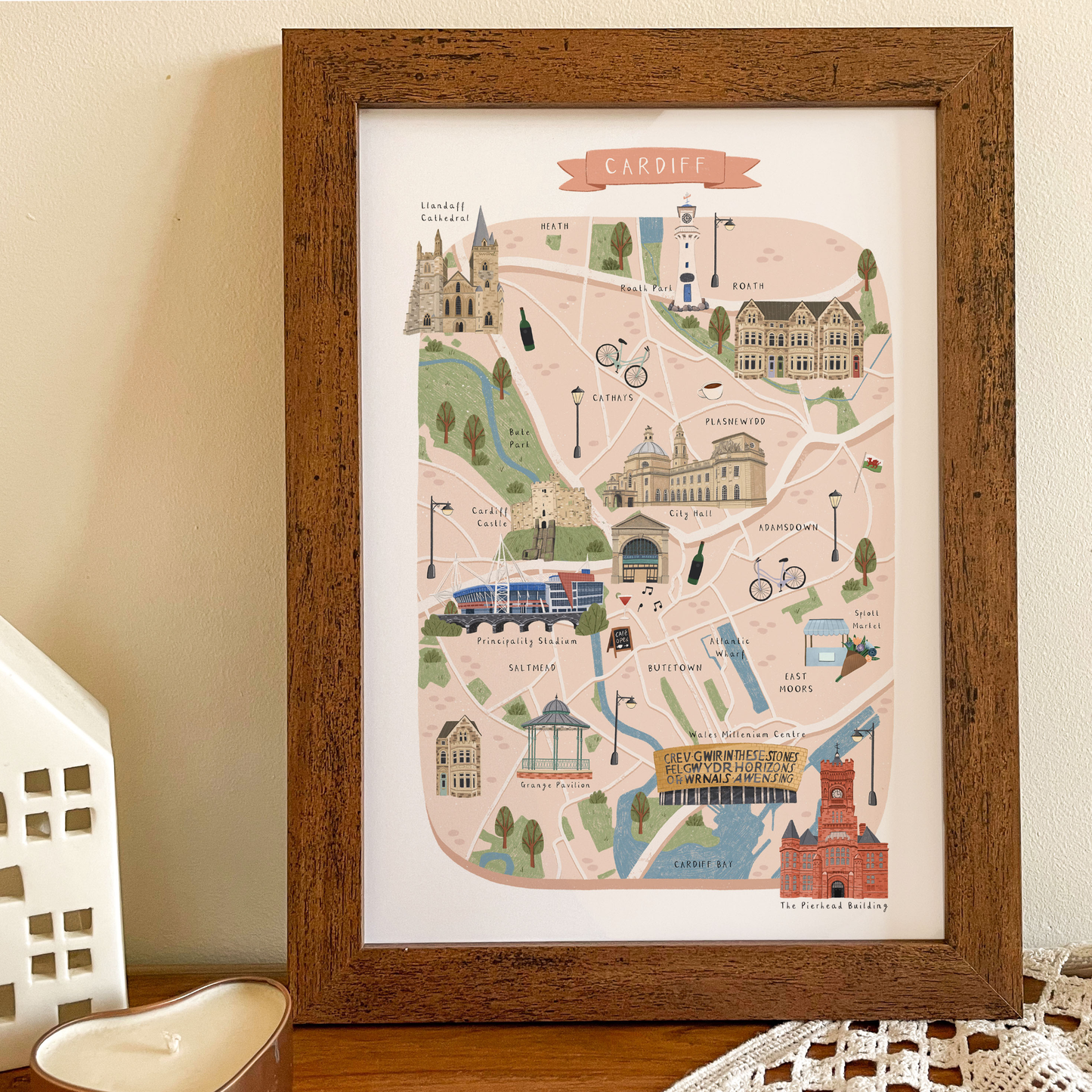 Cardiff Map Print