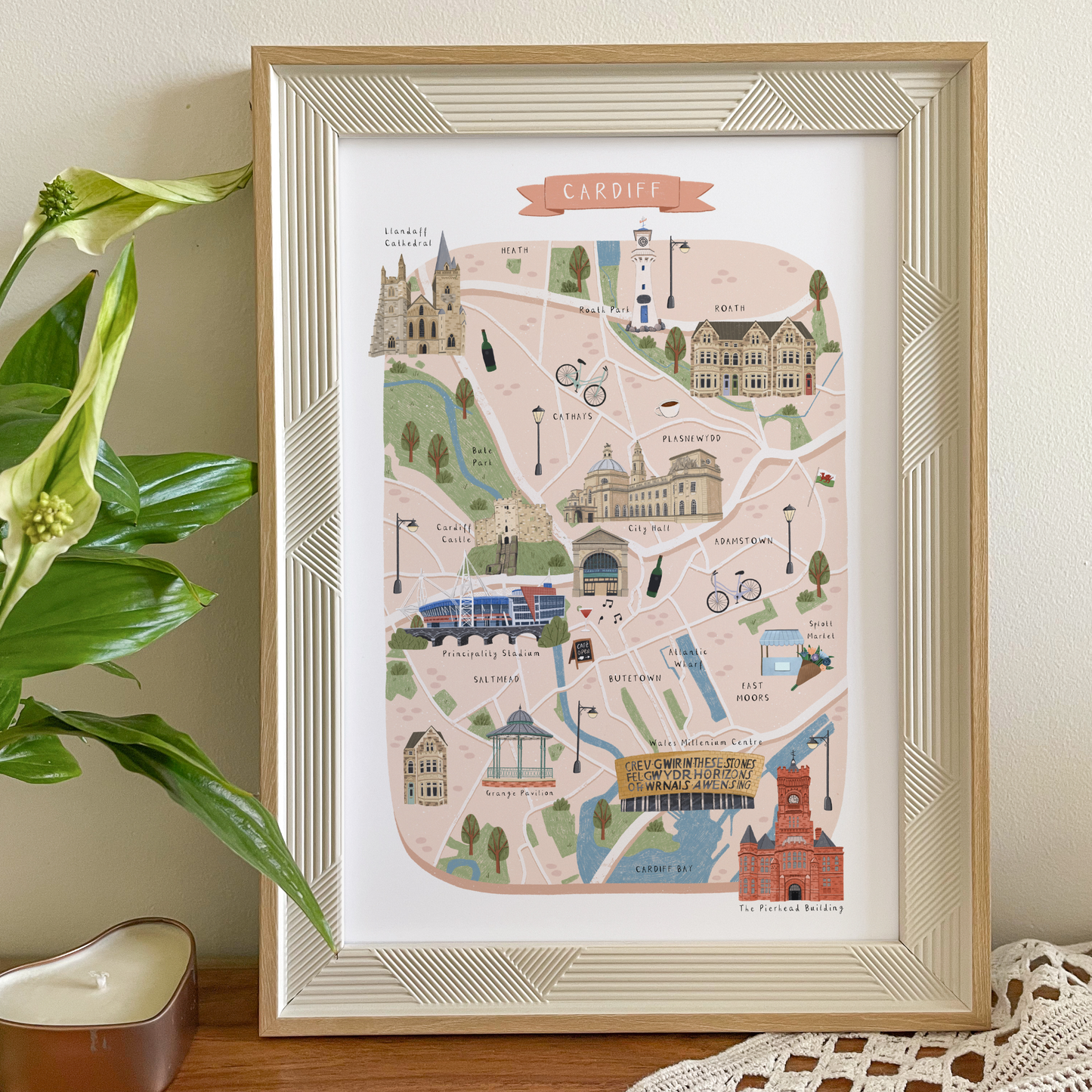 Cardiff map print
