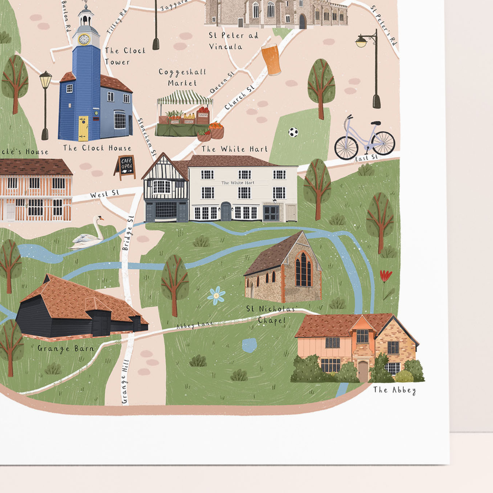 Coggeshall map print close up