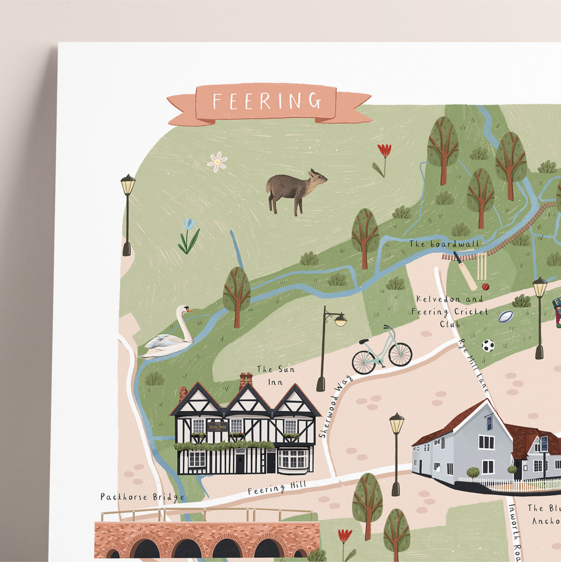 Feering map print close up