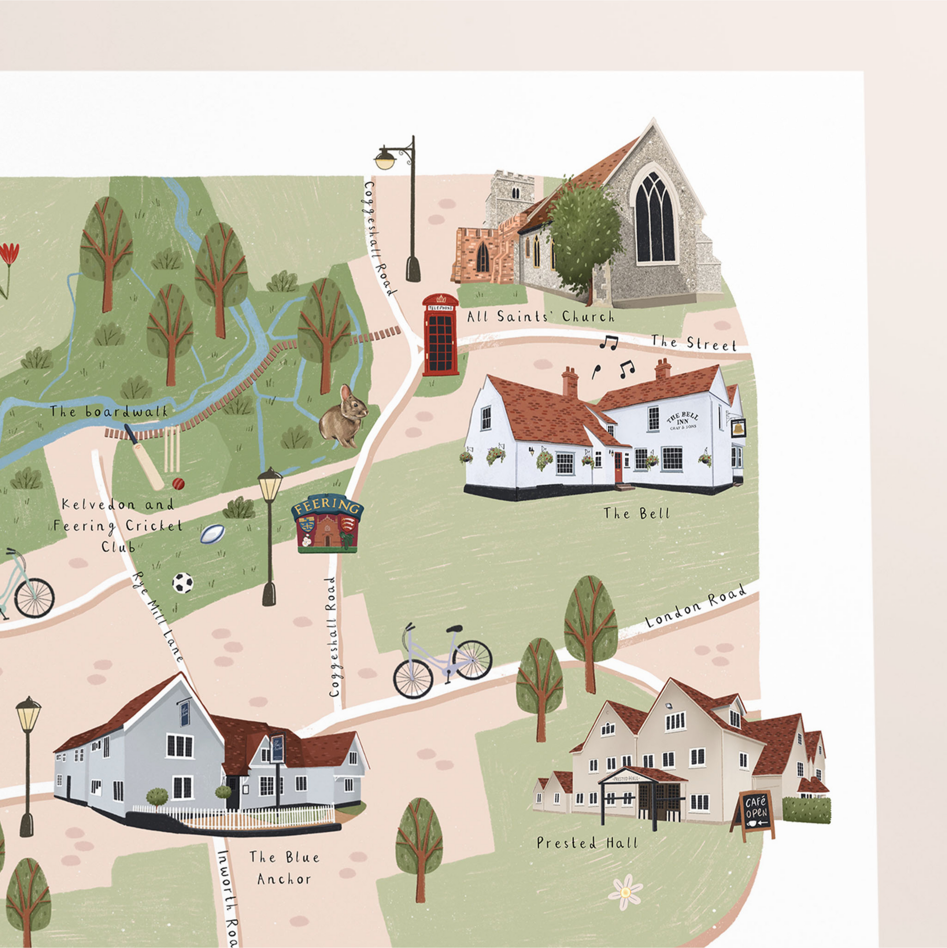 Feering map print close up