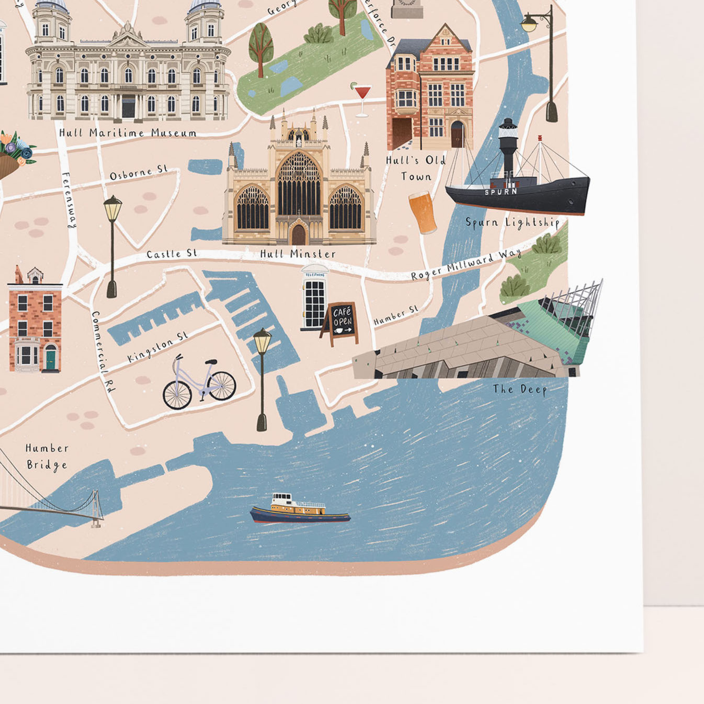 Hull map print close up