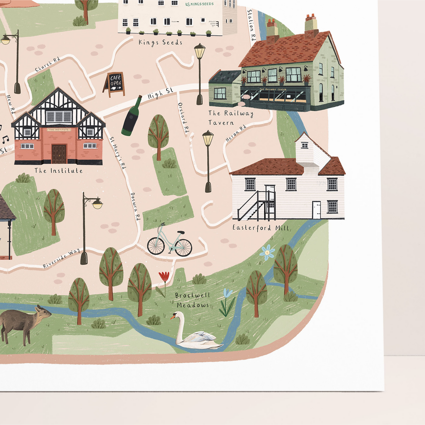 Kelvedon map print close up