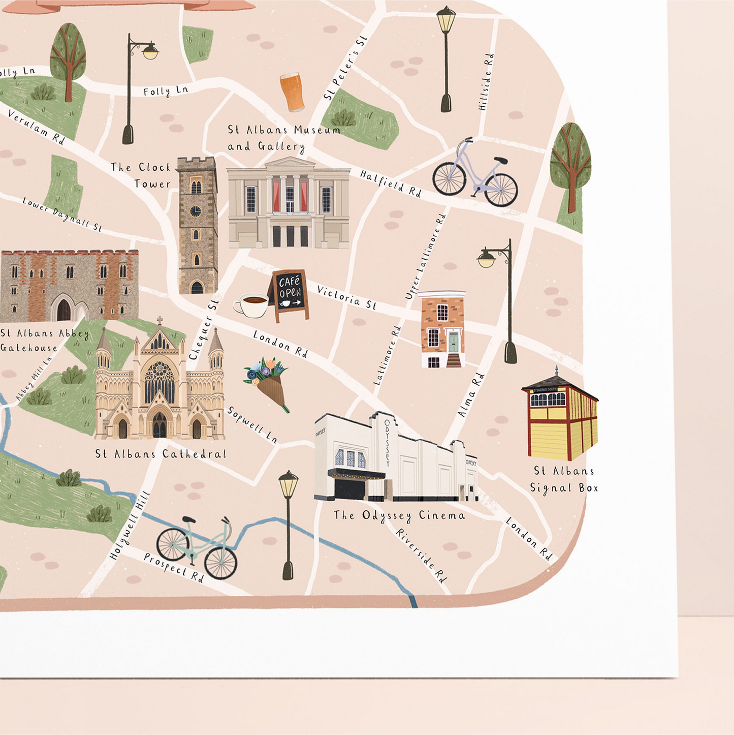 St Albans map print details