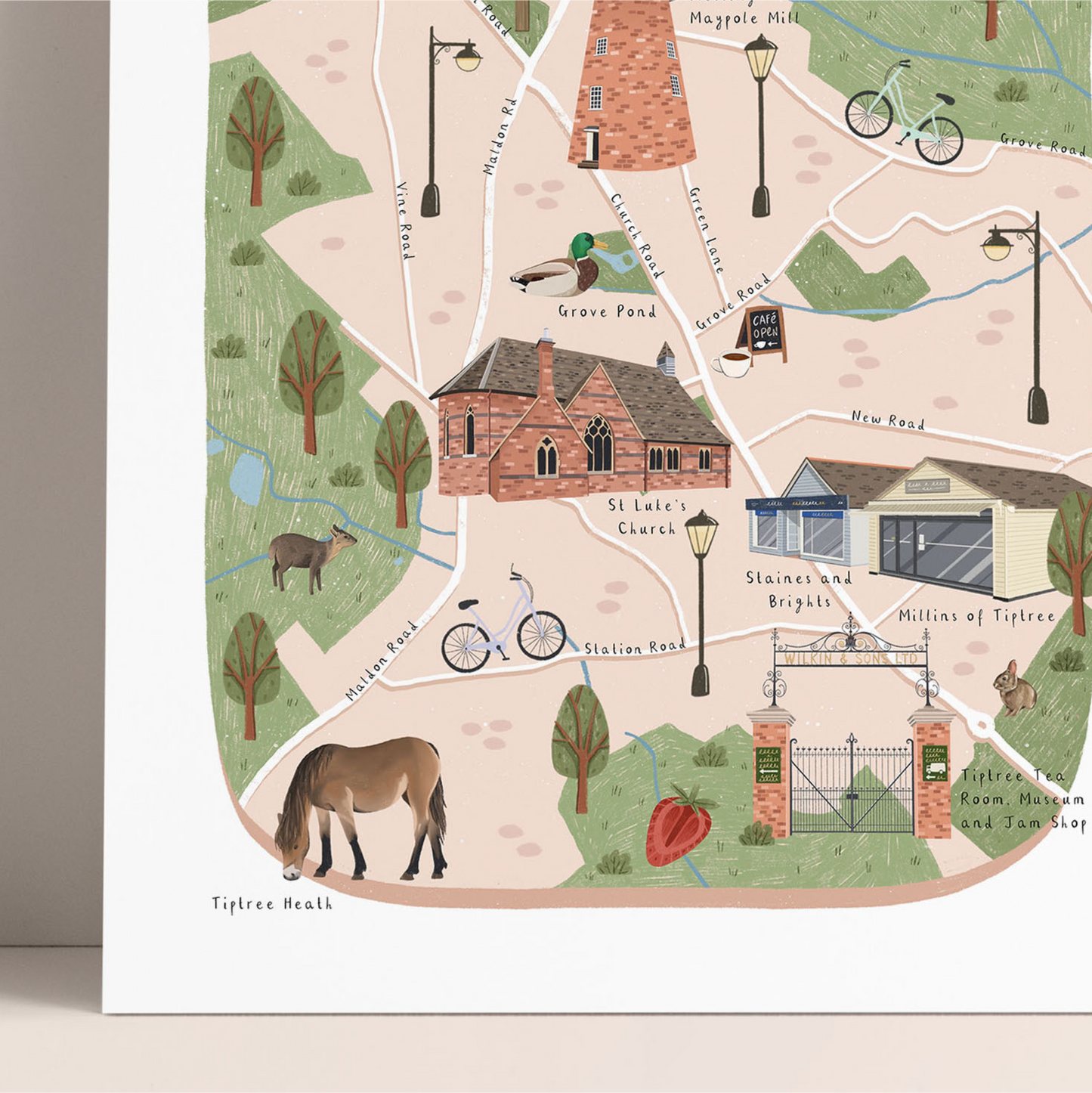 Tiptree map print close up