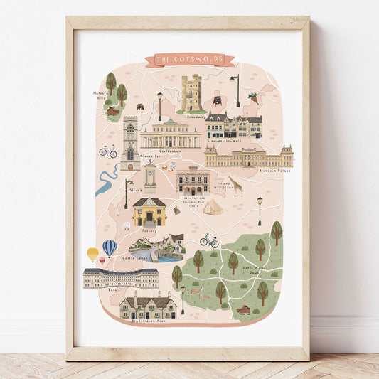 The Cotswolds Map Print