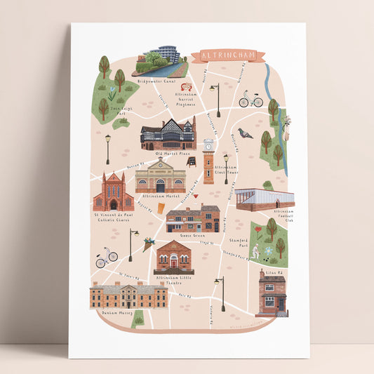 Custom Altrincham Illustrated Map