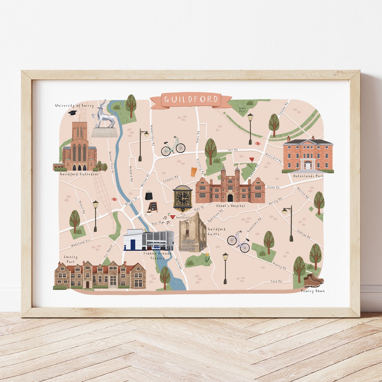 Guildford map print