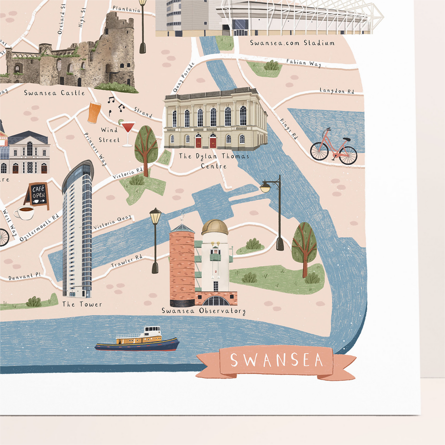 Swansea Illustrated Map