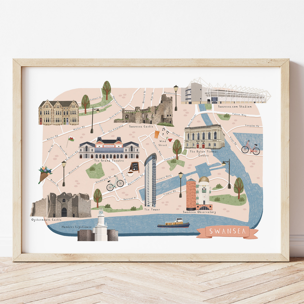 Swansea Illustrated Map – Olivia Iris Wilson